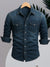 Men's shirt - Heren Denim Overhemd met Lange Mouwen van Duurzaam Katoen voor Casual Wear - Donkerblauw - S - Zarandi Amsterdam