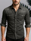 Men's shirt - Heren Denim Overhemd met Lange Mouwen van Duurzaam Katoen voor Casual Wear - Zwart - S - Zarandi Amsterdam