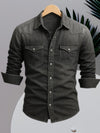 Men's shirt - Heren Denim Overhemd met Lange Mouwen van Duurzaam Katoen voor Casual Wear - Zwart - S - Zarandi Amsterdam