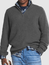 Men's Jacket - Heren sweatshirt met halve rits | Casual pasvorm - Grijs - S - Zarandi Amsterdam