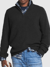 Men's Jacket - Heren sweatshirt met halve rits | Casual pasvorm - Zwart - S - Zarandi Amsterdam