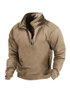 Men's Jacket - Heren sweatshirt met halve rits | Winterpasvorm - Khaki - S - Zarandi Amsterdam