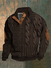 Men's Jacket - Herentrui, structuurbreisel | Winter - Bruin - S - Zarandi Amsterdam