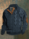 Men's Jacket - Herentrui, structuurbreisel | Winter - Donkerblauw - S - Zarandi Amsterdam