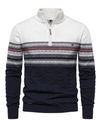 Men's Sweater - Herentrui met halve rits | Normale pasvorm - Wit - S - Zarandi Amsterdam