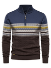 Men's Sweater - Herentrui met halve rits | Normale pasvorm - Blauw - S - Zarandi Amsterdam