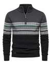 Men's Sweater - Herentrui met halve rits | Normale pasvorm - Donkergrijs - S - Zarandi Amsterdam