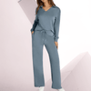 Loungewear - Idalie | Chic Two - Piece Lounge Set with Silky Touch, High Waist & Wide Legs - Blauw paars - S - Zarandi Amsterdam