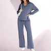 Loungewear - Idalie | Chic Two - Piece Lounge Set with Silky Touch, High Waist & Wide Legs - Blauw - S - Zarandi Amsterdam