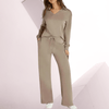 Loungewear - Idalie | Chic Two - Piece Lounge Set with Silky Touch, High Waist & Wide Legs - Bruin - S - Zarandi Amsterdam