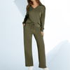 Loungewear - Idalie | Chic Two - Piece Lounge Set with Silky Touch, High Waist & Wide Legs - Leger groen - S - Zarandi Amsterdam