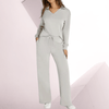 Loungewear - Idalie | Chic Two - Piece Lounge Set with Silky Touch, High Waist & Wide Legs - Licht grijs - S - Zarandi Amsterdam