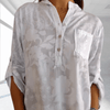 Blouses - Jacinta | Comfortabele Dames Top met V - hals, Kraag en Oprolbare Mouwen - Wit - S - Zarandi Amsterdam