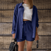 Dames Sets - Jassmine | Comfortabele 2 - delige dames set van ademende stof voor warm weer, mouwloos, losse pasvorm - Blauw - S - Zarandi Amsterdam