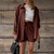 Dames Sets - Jassmine | Comfortabele 2 - delige dames set van ademende stof voor warm weer, mouwloos, losse pasvorm - Bruin - S - Zarandi Amsterdam