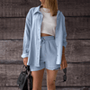 Dames Sets - Jassmine | Comfortabele 2 - delige dames set van ademende stof voor warm weer, mouwloos, losse pasvorm - Lichtblauw - S - Zarandi Amsterdam