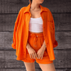 Dames Sets - Jassmine | Comfortabele 2 - delige dames set van ademende stof voor warm weer, mouwloos, losse pasvorm - Oranje - S - Zarandi Amsterdam
