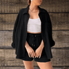 Dames Sets - Jassmine | Comfortabele 2 - delige dames set van ademende stof voor warm weer, mouwloos, losse pasvorm - Zwart - S - Zarandi Amsterdam