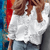 Summer Trend Outfits - Jaya | Stijlvol Blouse dames met ruches en ballonmouwen van zachte ademende stof - Wit Zwart - S - Zarandi Amsterdam