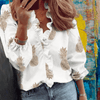 Summer Trend Outfits - Jaya | Stijlvol Blouse dames met ruches en ballonmouwen van zachte ademende stof - Wit Ananas - S - Zarandi Amsterdam
