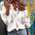 Summer Trend Outfits - Jaya | Stijlvol Blouse dames met ruches en ballonmouwen van zachte ademende stof - Wit Ananas - S - Zarandi Amsterdam