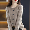 ModeParisienne® Regina - Gilet in lana spessa con bottoni per donna