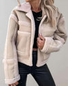 Althea - Elegant jack van lamswolleer met open voorkant