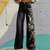 Casual Broeken - Kalea | Bohemian vintage broek met hoge taille en losse pijpen in zachte stof - S - Zarandi Amsterdam