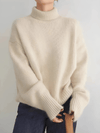 Women's Sweater - Kasjmiertrui voor dames | Klassieke coltrui - Beige - S - Zarandi Amsterdam