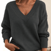 Women's Sweater - Kasjmiertrui voor dames | V - halsontwerp - Donkergrijs - S - Zarandi Amsterdam