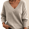 Women's Sweater - Kasjmiertrui voor dames | V - halsontwerp - Beige - S - Zarandi Amsterdam