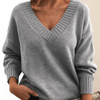 Women's Sweater - Kasjmiertrui voor dames | V - halsontwerp - Grijs - S - Zarandi Amsterdam