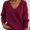 Women's Sweater - Kasjmiertrui voor dames | V - halsontwerp - Rood - S - Zarandi Amsterdam