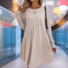casual summer wear - Kimberlyn | Gebreide Winterjurk van Wolmix, Lange Mouwen, Midi Lengte - Beige - S - Zarandi Amsterdam