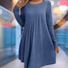 casual summer wear - Kimberlyn | Gebreide Winterjurk van Wolmix, Lange Mouwen, Midi Lengte - Blauw - S - Zarandi Amsterdam