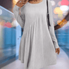 casual summer wear - Kimberlyn | Gebreide Winterjurk van Wolmix, Lange Mouwen, Midi Lengte - Lichtgrijs - S - Zarandi Amsterdam