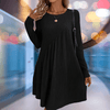 casual summer wear - Kimberlyn | Gebreide Winterjurk van Wolmix, Lange Mouwen, Midi Lengte - Zwart - S - Zarandi Amsterdam
