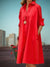 Women's Dress - Klassieke dames midi - overhemdjurk met zakken in zachte stof - Rood - S - Zarandi Amsterdam