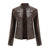 Jacket - Klassieke leren jas voor dames | Tijdloze pasvorm - Donkerbruin - S - Zarandi Amsterdam