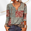 Dames Tops - Kleurrijke Boho Top met V - hals en Luchtige Lange Mouwen - S - Zarandi Amsterdam