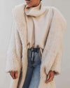 Cristina - cappotto lungo oversize in pelliccia soffice con chiusura a un solo bottone
