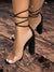 women's sandals - Lace - up hakken sandalen voor vrouwen met transparante riemen - Zwart - 36 - Zarandi Amsterdam