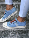 Women's Shoes - Lage Canvas Wandelschoenen met Antislip Rubberzool en Elastische Pasvorm - Blauw - 35 - Zarandi Amsterdam