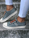 Women's Shoes - Lage Canvas Wandelschoenen met Antislip Rubberzool en Elastische Pasvorm - Grijs - 35 - Zarandi Amsterdam