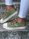 Women's Shoes - Lage Canvas Wandelschoenen met Antislip Rubberzool en Elastische Pasvorm - Groen - 35 - Zarandi Amsterdam