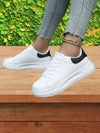 Women's Shoes - Lage leren sneakers met dikke zool - Wit en Zwart - 36 - Zarandi Amsterdam
