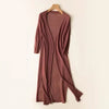 Women's Cardigan - Lange cardigan voor dames | Lichtgewicht V - hals - Bruin - S - Zarandi Amsterdam