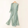 Women's Cardigan - Lange cardigan voor dames | Lichtgewicht V - hals - Groen - S - Zarandi Amsterdam