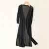 Women's Cardigan - Lange cardigan voor dames | Lichtgewicht V - hals - Zwart - S - Zarandi Amsterdam