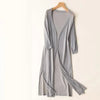 Women's Cardigan - Lange cardigan voor dames | Lichtgewicht V - hals - Grijs - S - Zarandi Amsterdam